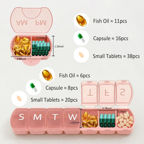 VirgoCCY 10 Pack 2 7-Day Set, (Weekly & Daily), Times a Day (AM/PM) + Pill Organizer, Vitamin Planner, Large Capacity