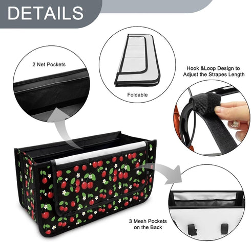 Hechitok Cherry Leaf Walker Bag, Handy Rollator Basket Water Cup Holder, Walker Accessories Storage Bag for Folding