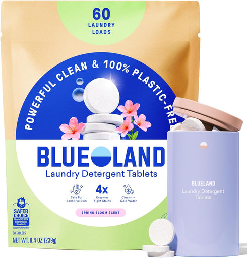 BLUELAND Laundry Detergent Tablets, Starter Set, Spring Bloom Scent, 60 Count with