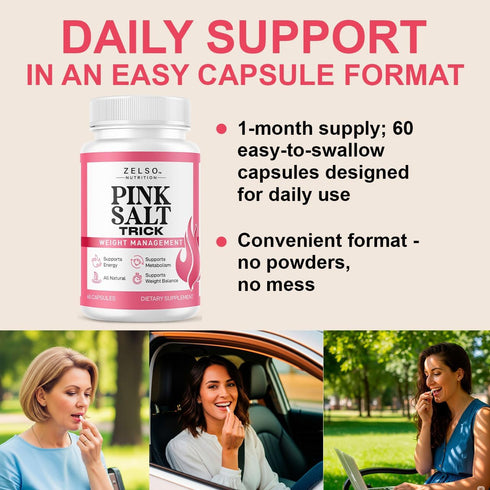 ZELSO 60 1 Pink Salt Trick Capsules - Original PinkSalt Trick Supplement for Weight, Energy & Metabolism - All Natural