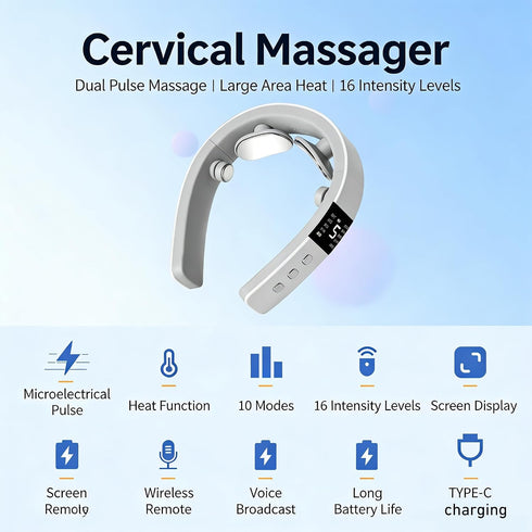 lewomo Smart Heated Neck Massager, Wireless Mini Electric Cervical Massage Device for Neck Pain Relief & Muscle