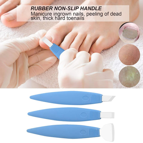 Pedicure Knife Set for Feet, 3Pcs Stainless Steel Tools for Ingrown Toe Nail, Callus Remover Kit (Dark Blue Suit)