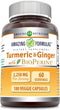 Amazing Formulas Turmeric Curcumin & Ginger with BioPerine, 2250 mg Veggie Capsules, Non-GMO, Gluten Free, 180 Count