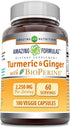 Amazing Formulas Turmeric Curcumin & Ginger with BioPerine, 2250 mg Veggie Capsules, Non-GMO, Gluten Free, 180 Count