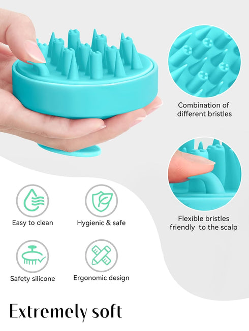 HEETA Hair Scalp Massager for Hair Growth, Shampoo Brush, Soft Silicone Bristles for Dandruff Removal, Green