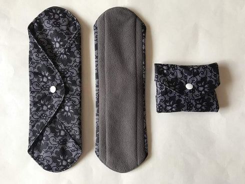 Sigzagor 6 12 Inch Pieces Heavy Flow Charcoal Bamboo Mama Cloth/Menstrual Pads/Reusable Sanitary Pads