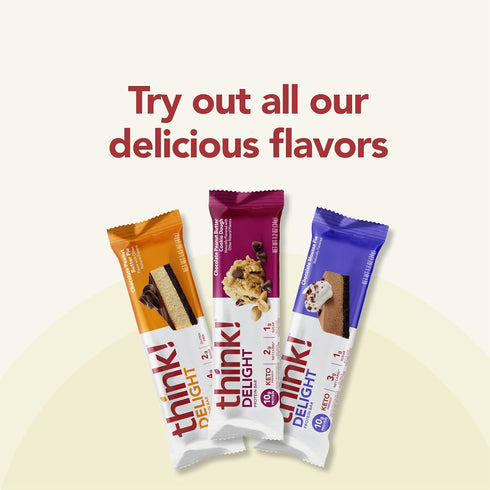 think! Delight Protein Bars - Low Carb, Gluten Free Snack, Chocolate Mousse Pie, 10 Count (Packaging May Vary)