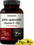 NatureBell Zinc Quercetin with Vitamin C & D3, 240 Capsules, 4 in 1 Zinc 50mg, Quercetin 1,000mg, Vitamin C 250mg