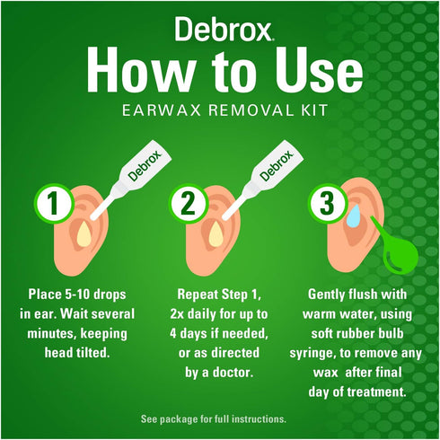 Debrox Ear Wax Removal Kit, Includes Bulb Syringe and 0.5 Fl Oz Removal Drops for Cleaning Ears