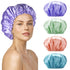 SMILCO 4 Pack Shower Caps, Double Waterproof Layers Reusable Bath Caps for Women Hair Protection