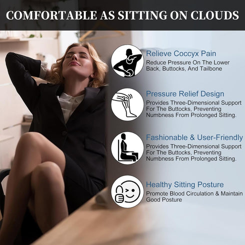 Triforde Tailbone Ergonomic Memory Foam Seat Cushion - Relieves Sciatica, & Back Pain | for Office Chair & Wheelchair |
