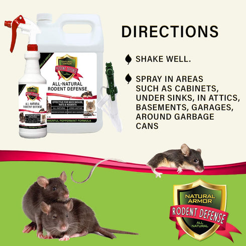 Natural Armor Peppermint Repellent for Mice, Rats & Rodents - Indoor & Outdoor Use Rodent Shield, 128 Fl Oz