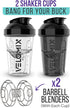 Protein Shaker Bottle Pack - 20 oz - 2 Pack - Leak Proof Shaker Cups for Protein Mixes - 2x Wire Whisk