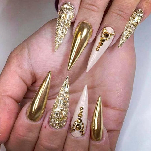 Canvalite 1500PCS Champagne Rhinestones, Flat Back Gems with Tweezers and Dotting Pen for Nail Art and Crafts