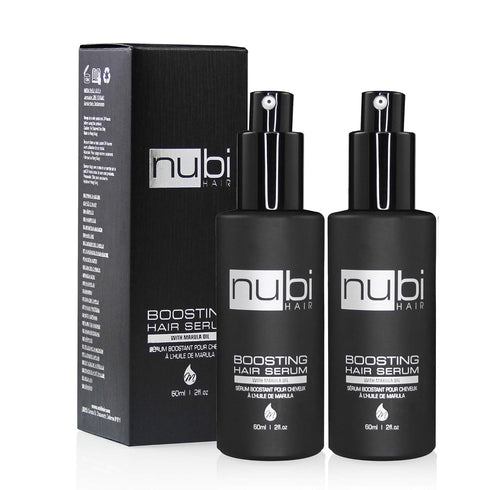 Nubi Boosting Hair Serum - Marula Oil with Vitamin E & Aloe Vera - Refresh Dry, Dull Hair - 2 Fl. Oz. / 60 Ml. (2 Pack)