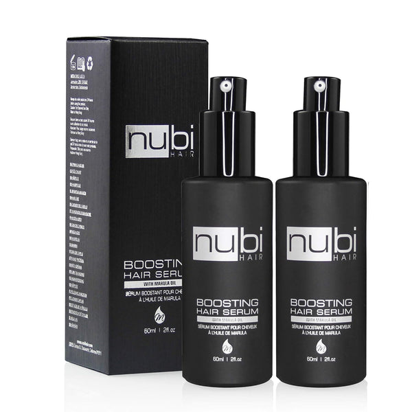 Nubi Boosting Hair Serum - Marula Oil with Vitamin E & Aloe Vera - Refresh Dry, Dull Hair - 2 Fl. Oz. / 60 Ml. (2 Pack)