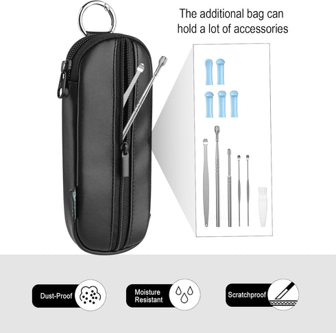 Beautyflier Ear Wax Removal Tools Storage Bag - PU Soft Leather Case for BEBIRD Ear Cleaner Endoscope Kit (Bag Only)
