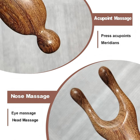 KINTEGOOD Sandalwood Nose Gua Sha Tool, Natural Wooden Multifunctional Meridians Acupoint Massage Tool for Eyes, Face