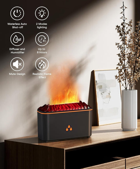 Lmzoka 7 Essential Oil Diffuser, Flame Air Aromatherapy Diffuser, Color Changing Light, Aromatherapy Humidifier