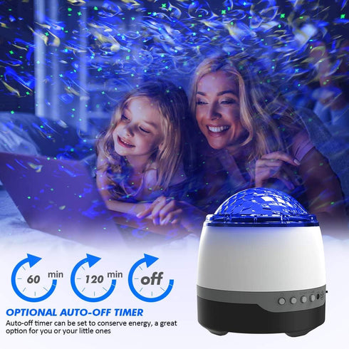 Hubbmx 8 10 Star Projector, LED Night Light White Noise Sound Machine, Soother Sounds, Light Modes, Music Speaker