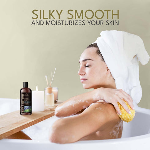 Natural Body Wash for Women, Men & Kids - Peppermint & Lavender - 12oz, Moisturizing Liquid Soap