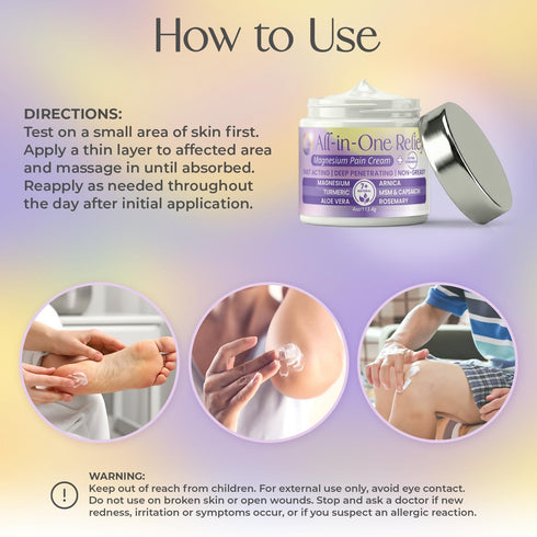 PURPLE CANYON All in One Magnesium Pain Cream Natural Pain Relief Cream with Arnica, MSM & Capsaicin for Muscle & Joint