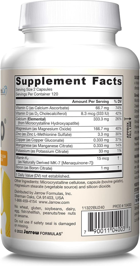 Jarrow Formulas BoneUp, 240 Capsules, 120 Servings, Bone Support & Skeletal Nutrition, Includes Vitamin D3, K2 & Calcium
