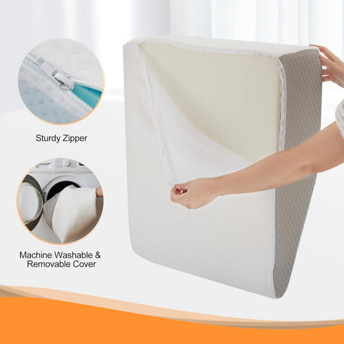 Memory Foam Leg Elevation Pillow for Sleeping, Knee Wedge Pillow for Back Pain, Swelling, After Surgery, Non-Slip Base,