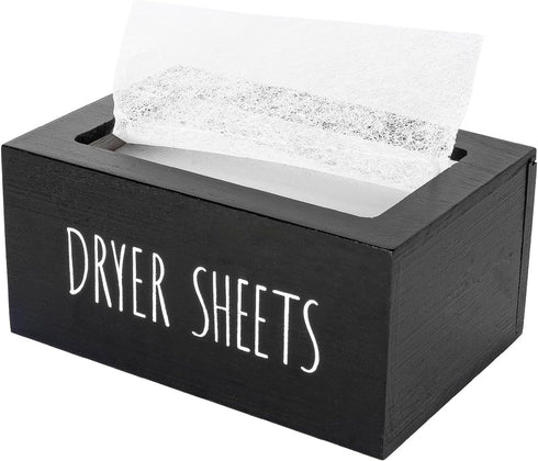 zoocatia Laundry Room Decor, Dryer Sheet Container Wood Detergent Dispenser for Laundry Pods (Black)