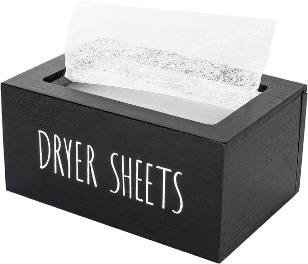 zoocatia Laundry Room Decor, Dryer Sheet Container Wood Detergent Dispenser for Laundry Pods (Black)