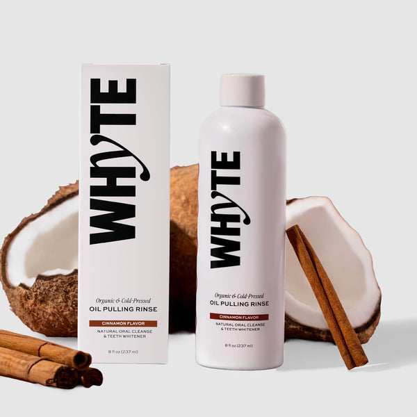 WHYTE Coconut Oil Pulling Mouthwash for Teeth Whitening & Gum Health (Cinnamon)