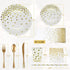 Paper Plates Napkins Set, Disposable 7/9 Inch White and Gold Party Supplies with Forks, Knives, Spoons