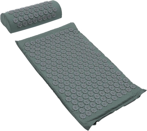 FRCOLOR Acupressure Massage Mat Pillow Set with Non-Slip Grey Yoga Mat for