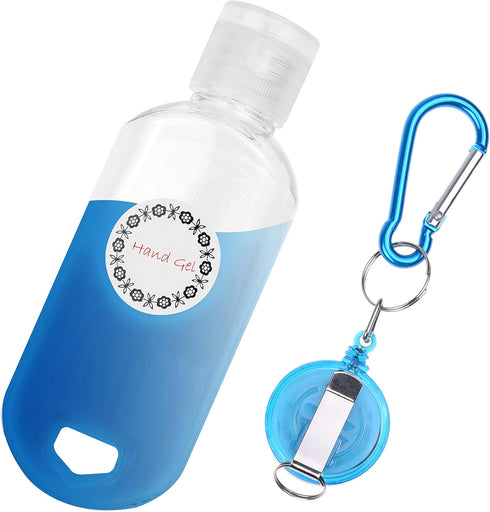 Kare & Kind 4x 4x 1x 50 ML Clear Portable Travel Bottles - Empty Containers, Carabiner/Retractable Lanyard, Sticker