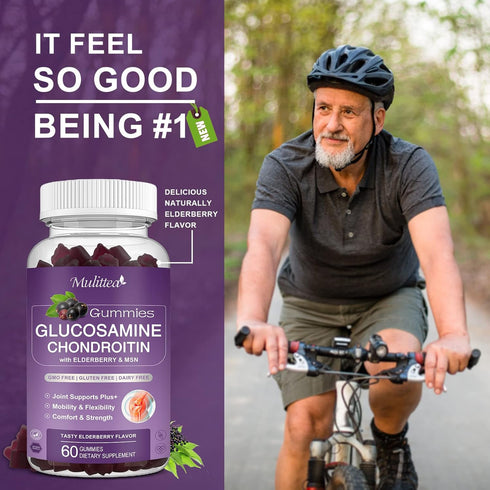 Glucosamine Chondroitin Gummies - Extra Strength Joint Support Supplement with MSM & Elderberry for Natural Joint and