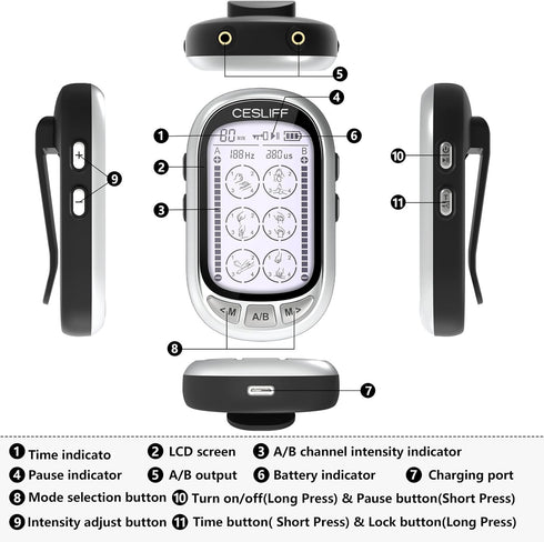 Dual Channel TENS EMS Unit with Large Screen, 24 Modes, 36 Levels Intensity Muscle Stimulator for Pain Relief with 10
