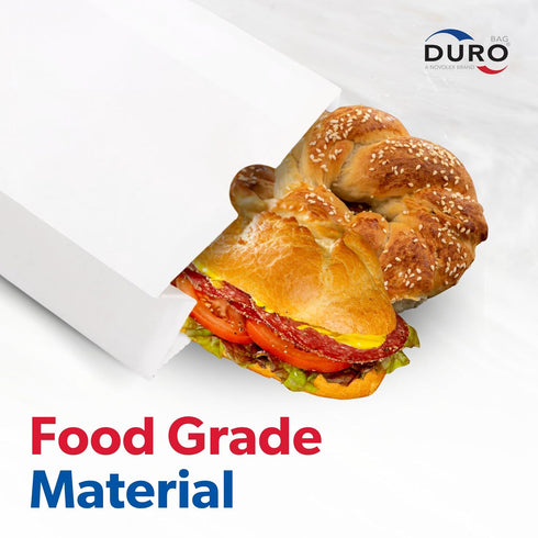 Duro 8# White Paper Lunch Bags, 100 Count - Bulk Disposable SOS Paper Sacks for Takeout/Delivery