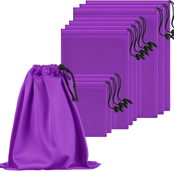 Adjustable Microfiber Toy Storage Bag, Small Drawstring Cloth Pouch for Game Toy Cosmetic Glass (Purple, Mixed Sizes)