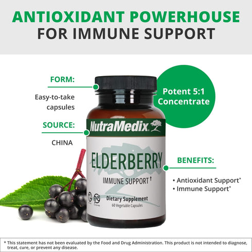 NutraMedix Elderberry Antioxidants Supplement Capsules 500mg - Daily Immune Support & Healthy Inflammatory Response (60