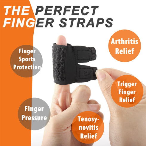 2PCS Finger Splints Finger Sleeves Protectors - Compression Elastic Adjustable Brace Buddy Wraps for Sport