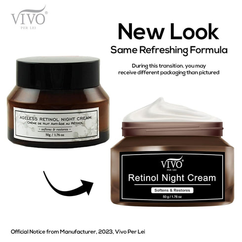 Vivo Per Lei Retinol Night Cream - Anti Aging Face Cream with Vitamin E - Night Cream Moisturizer for Women - 1.76 Oz