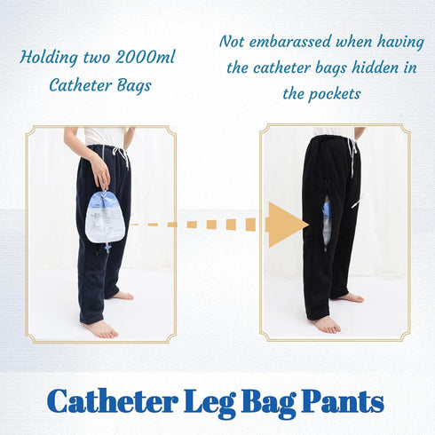 YingXue Catheter Leg Bag Pants, Urine Bag Holder Pants for Men/Women