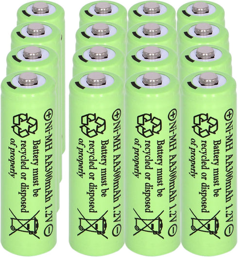 16 Packs 1.2V AA 300mAh Ni-MH Rechargeable Batteries for Outdoor Solar Lights