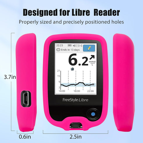 YOUSHARES Silicone Case for Libre 2 Reader with 20 Packs Sensor Covers, Waterproof Anti-Drop Protective Case (Pink)