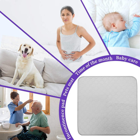 Non-Slip Absorbent Washable Incontinence Pad, 4-Layer Design Chair Absorbent Pads Protection - Set of 2 (Grey) for