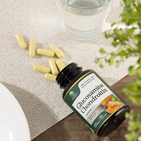 Glucosamine Chondroitin Supplements 60 Capsules, MSM Complex for Joint Support with Turmeric & Boswellia