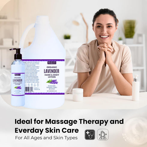 Lavender Massage Lotion Body Moisturizer with Organic Shea Butter & Grapeseed Oil, Vegan, Ideal for Massage Therapy