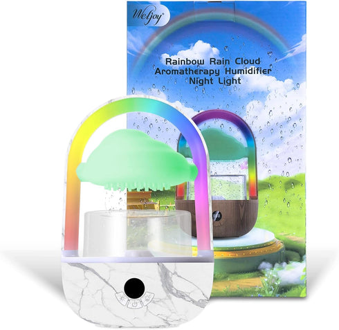 Weljoy Aromatherapy Essential Oil Diffuser Rainbow Rain Cloud Micro Humidifier Water Drip Mushroom Diffuser