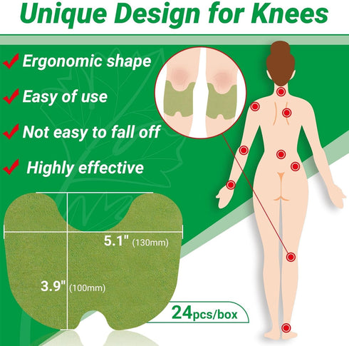Knee Pain Patches - 48 Count Herbal Plaster Maximum Strength Heat Patches for Joint Soreness Relief (2 Pack)