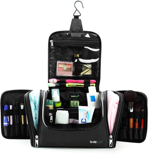 LAVIEVERT Toiletry Bag, Makeup Organizer, Portable Travel Kit for Business and Vacation (Black)
